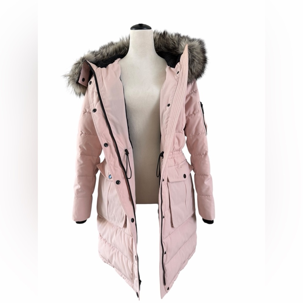 BCBG generation faux fur hooded Light Pink Puffer Coat - Picture 7 of 9